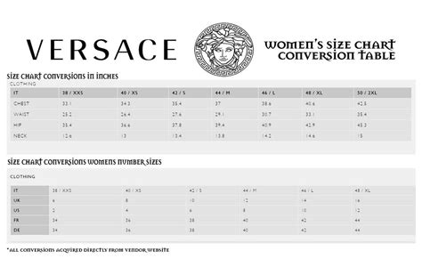 versace size chart mens|Versace shirt men's size chart.